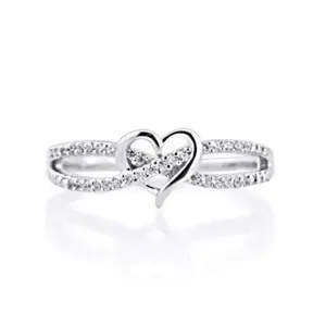 1pc Infinity Heart Decor Ring Inlaid Shiny Rhinestones Statement Promise Ring Jewelry For Women