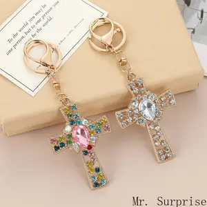 New Arrival Rhinestone Cross Keychain - Luxury Sparkling Diamond Simulant Pendant, Bag Charm, Cross Embellished, Decorative Chain, Everyday Carry Car Key Ring Christmas Decoration Accessory, Bag Charm Keychains, Cross Embellished Keychains