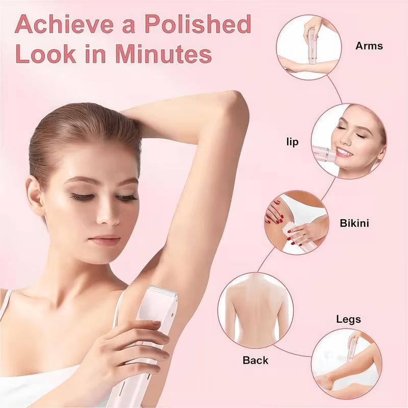 Women's 2-in-1 Electric Bikini Trimmer & Body Shaver - Dual Head Hair Removal Tool, Waterproof Rechargeable Wet & Dry Razor for Body and Facial Hair, Double-Ended Trimmer Shaver, Personal Grooming Essential