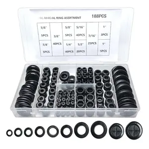 188 count Rubber Grommets kit,10 Sizes Firewall Hole Plugs Assortment,Rubber Grommets for Wire Electrical Sheet Metal Auto  (Eyelet Ring Gasket)