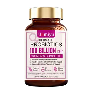 Probiotics for Women 100B CFU, pH Balance & Gut Health Supplement with Prebiotics, Digestive Support (60 Capsules)