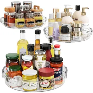 3 Pack 9.25'' 10.6'' 12'' Lazy Susan Organizer Turntable, Rotating Condiment Organizer for Cabinet Pantry Kitchen Fridge Countertop Table Top, Spice Storage and Organization