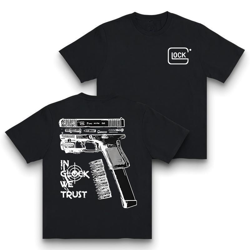 Fashion Designer TShirts Graphic Tees with Glock Gun Culture Firearm Enthusiast- Short Sleeve Unisex Shirt for Men & Women Casual All Seasons Crewneck Machine Washable Fitted Tee Menswear Top Stylish Streetwear Novelty Graphic T Shirt funny tshirt