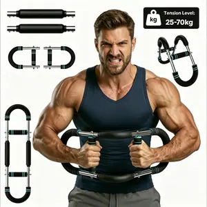 Adjustable Power Twister Bar - Portable Spring Resistance Hand Strengthener, Upper Body Strength Training Equipment for Men, Home Gym Gear for Chest, Shoulders, Arms Muscle Building