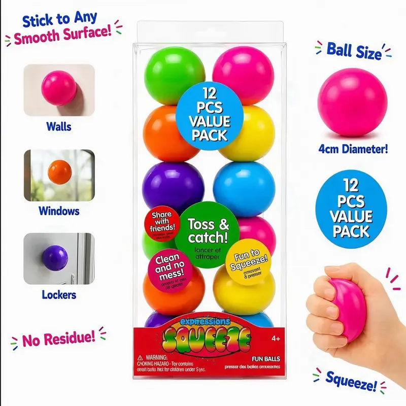 Expressions Rainbow Squeeze Ball Fidget Toy - 12pc Squishy Set 5 below butter jumbo squishies