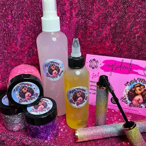 Kouture Gift Set - All Natural Hair Growth Oil, Detangling Spray, Eyelash & Eyebrow Growth Serum, Glittery Hair Gels & Free Gift - Comfort, Nourishing