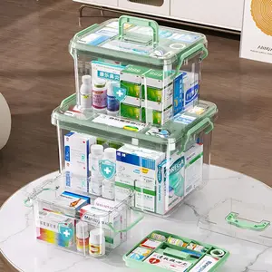 Double-Layer Waterproof Transparent PVC Medicine Storage Box Organizer, Easy Access, Ideal for Outdoor & Home Use, Travel-Friendly Design