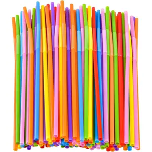 400 count Flexible Plastic Straw,Colorful Disposable Bendy Party Fancy Straws 12.8 inch Extra Long Straws Party Decorations