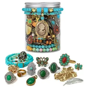 Mystery Jewelry Box, Surprise Jewelry Set for Women, Vintage Antique Style Necklace Earrings Rings Bracelets, Birthday Gift, Retro Fashion Jewelry Bundle, Layered Costume Jewelry Collection