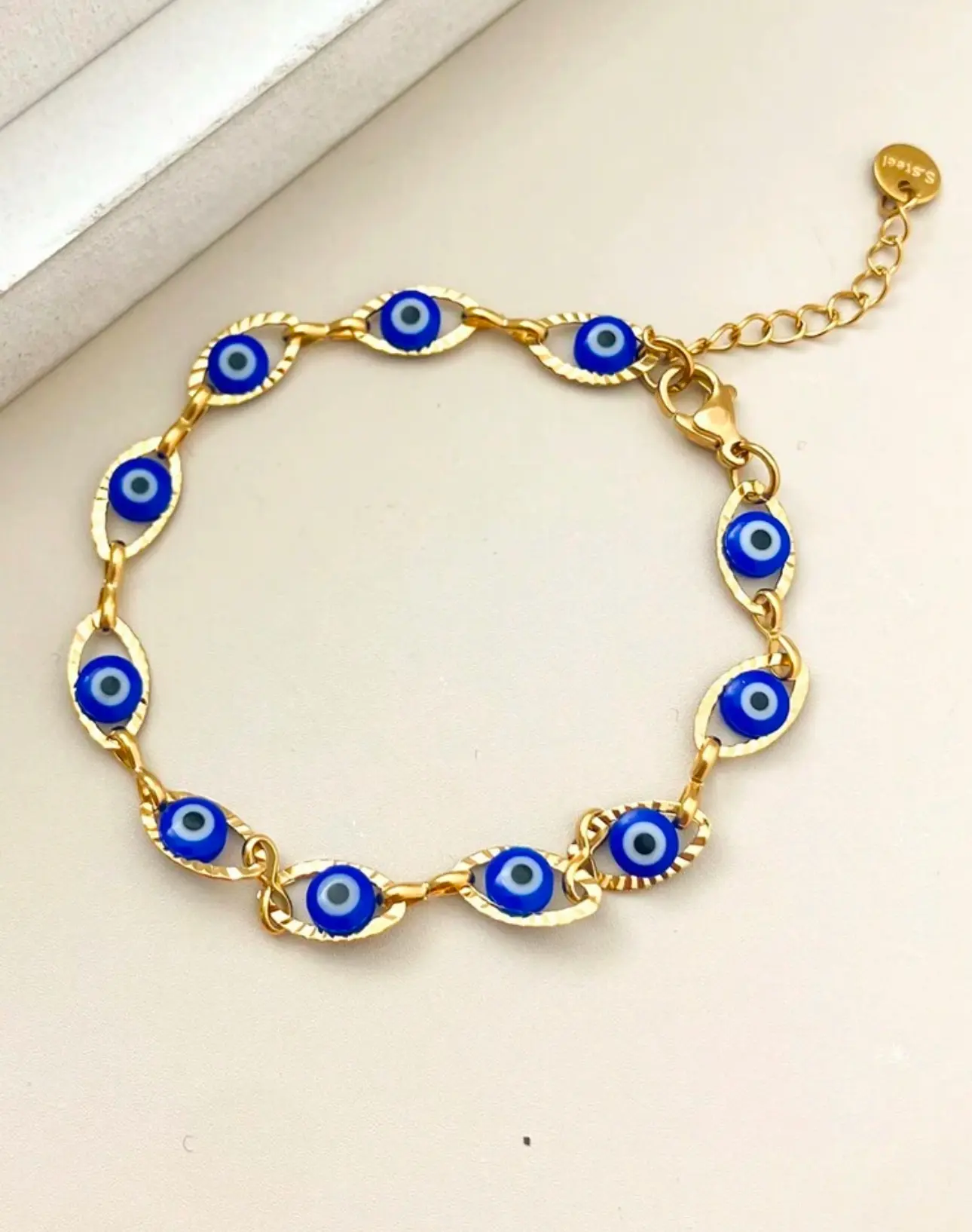 Evil Eye Charm Stainless Steel Link Bracket for Women & Girls As Gift, Fashion Jewelry for Daily Clothing Decor, Trendy All-match & Exquisite Jewelry.
