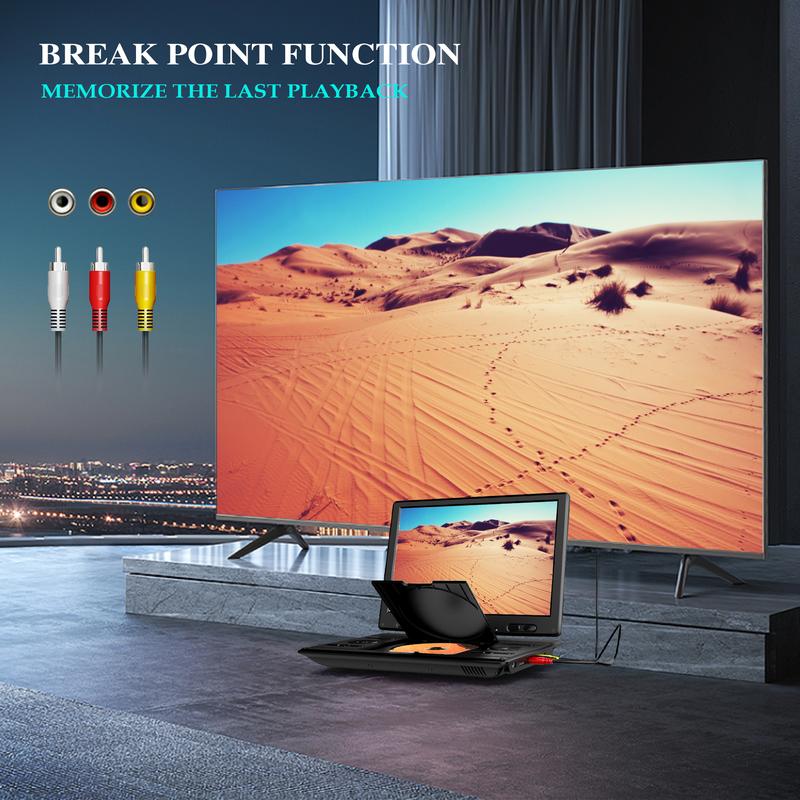 [Mydash] 14.9" Portable DVD Player, MYDASH CD player w/ 12.5" Swivel HD Screen, Audio player w/ Dual-Speaker, 6 Hours Rechargeable Battery, Region Free, Remote Control, Sync TV/CD/USB/SD Multi-Format Support,no blu-ray