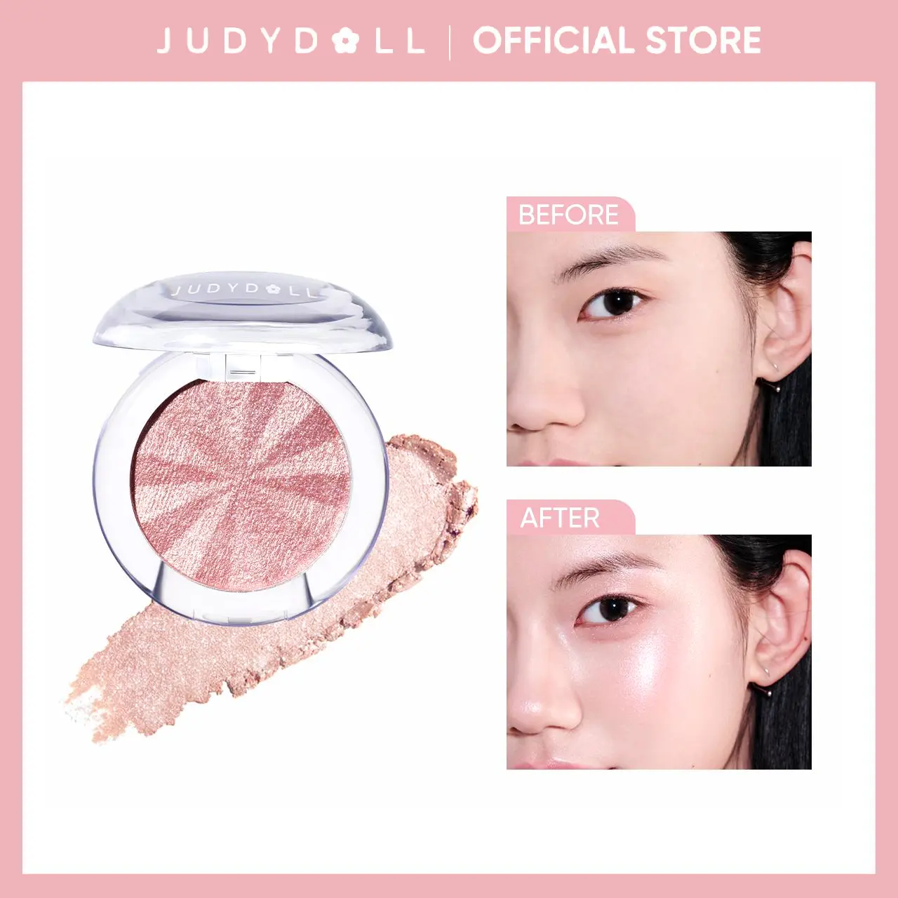 JUDYDOLL Glow Magnify Highlighter, Radiant Glow Highlighter Powder,Lightweight Smooth Texture, Long-Lasting Luminous Shine, Natural Face Brightening, Blendable Highlight Makeup,Daily Makeup & Party Glow Essentials, Summerwins