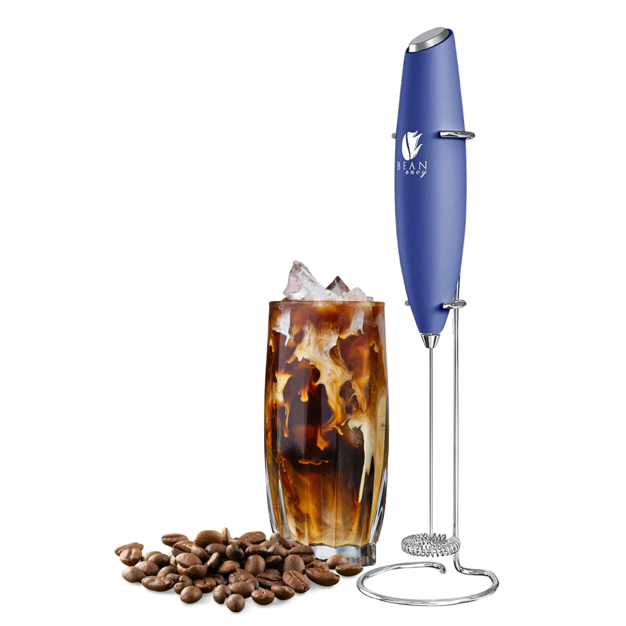 Bean Envy Handheld Milk Frother (Blue) Perfect for Cappuccinos, Lattes and more!