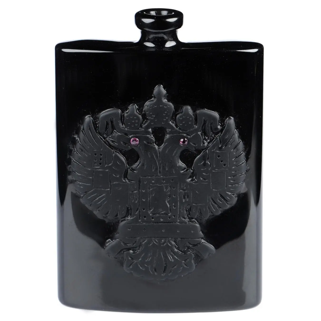 4.1" Hand-Carved Black Obsidian Snuff Bottle, Fine Art Natural Crystal Sculpture for Healing & Decoration, Jewelry Accessories Derivative Crystal Bottle #4505872