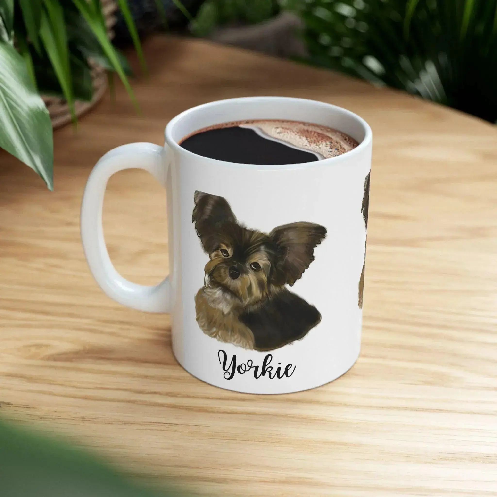 Glossy Yorkie Dog Ceramic Mug - Personalized Washable Drinkware, Cute Yorkshire Terrier Coffee Cup, Pet Lover Kitchenware Gift for Dog Owners