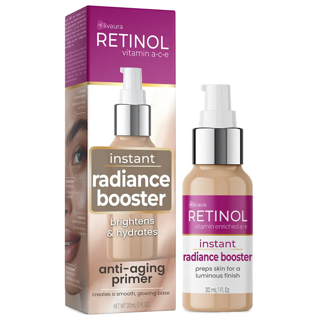 LIVAURA Retinol Instant Radiance Booster – The Original Retinol Glow Primer – A Burst of Anti-Aging Hydration Adds Luminosity & Skin-Smoothing Benefits of Vitamin A – Peptides Improve Firmness & Tone