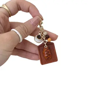 Charming Handmade Coffee & Bread Bag Charm Keychain – Stylish, Cute Gift for Special Occasions