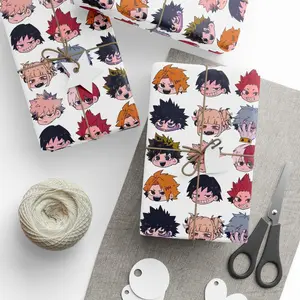 MHA My Her0 Academia Deku Bakugo Todoroki Shigaraki Dabi Chibi Anime Manga Charming Character Wrapping Paper – Fun Gift Wrap for Parties, Holidays, and Special Occasions, Cute Design, Unique Gift Supplies