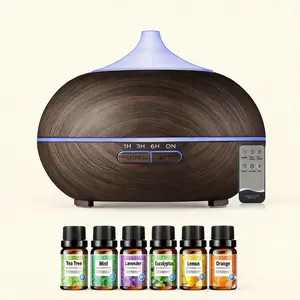 Wood Grain Aroma Diffuser Cool dual Mist mode Remote Control adjustable Timer well home bedroom colorful Design Air led Humidifier fragrance scent dispenser Smart RGB Lighting flame aromatherapy Essential Oil cool mist must-have item