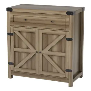 FURMAX Modern Farmhouse Storage Cabinet, Wood Kitchen Buffet Sideboard with Drawer and Shelf