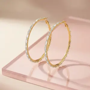 14K Gold Plated Loyalove T-Shaped Cubic Hoop Earrings with Zirconia for Women, Hypoallergenic Daily Waterproof Anti-Tarnish Womens Statement Jewelry, Golden Luxury Streetwear Earring, Trendy Birthday Christmas Anniversary Gift for Bestie Girlfriend
