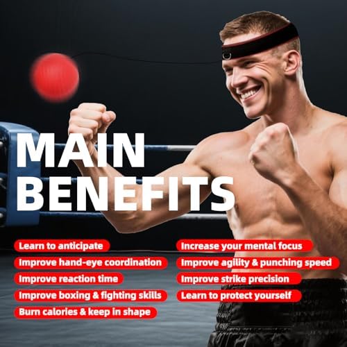 Boxing Reflex Ball Headband Set - 4-Pack Reflex Balls with 2 Adjustable Headbands for Boxing & MMA, Perfect for Improving Reaction Speed, Timing, Accuracy, Focus and Hand-Eye Coordination