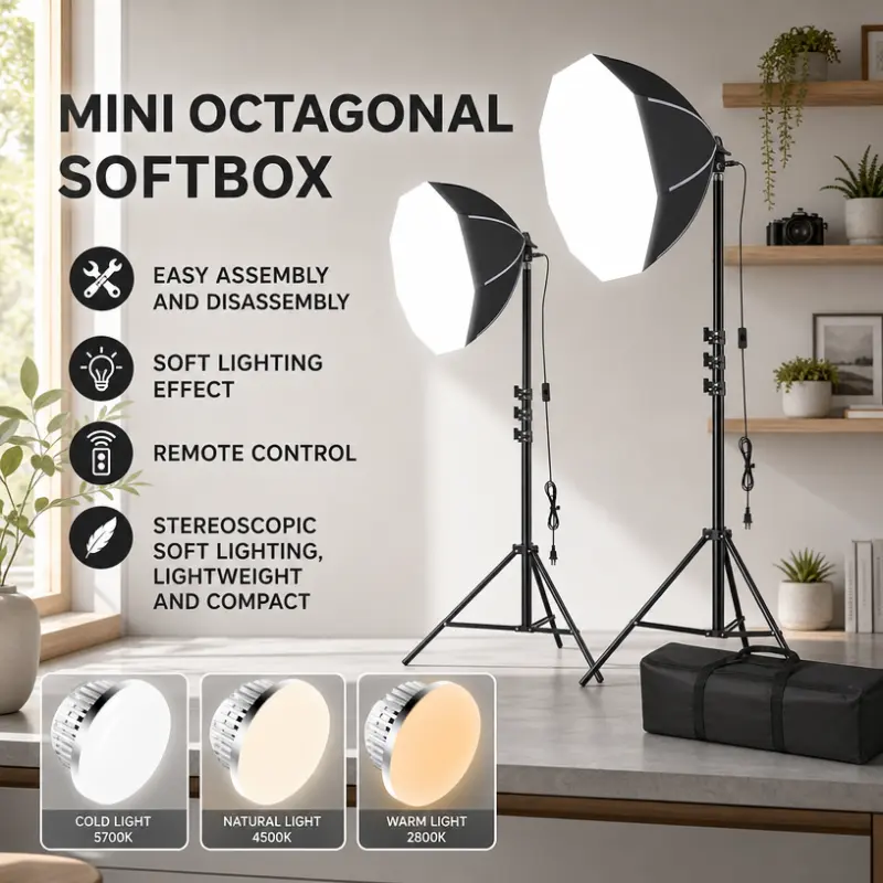 Professional 2-Set Lighting Kit with 85W Output Energy-Saving Bulbs, Remote Control, Fabric Cover-Integrated Design, 2 Light Stands, 1/4"-Top Screw, Carry Bags, Adjustable Colors, Even Illumination - Ideal for Portrait, Fashion Photography, Indoor Use