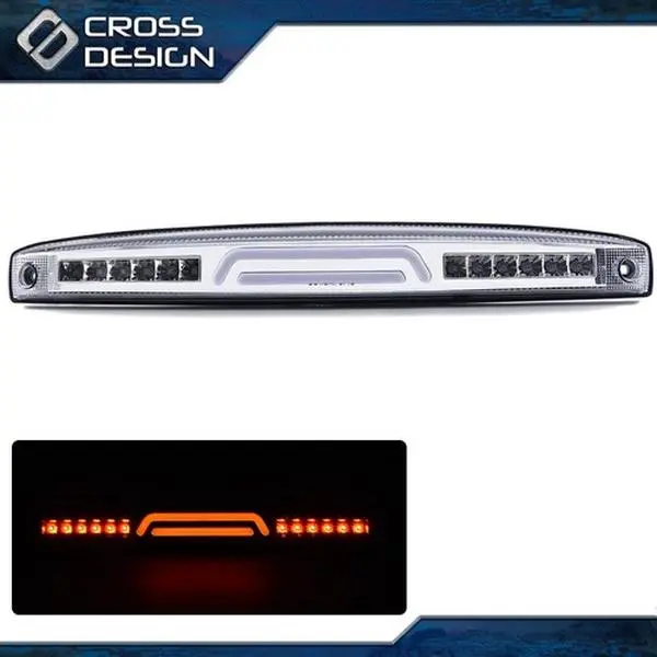 CROSSDESIGN 3D LED Rear Center Tailgate Lamp Brake Light, Chrome Car Lighting, Compatible with 2003-2006 Dodge Ram