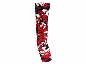 Red Black Digital Camo Compression Arm Sleeve - Adult Sizes, UV Protection, for Sports, Gym, Baseball