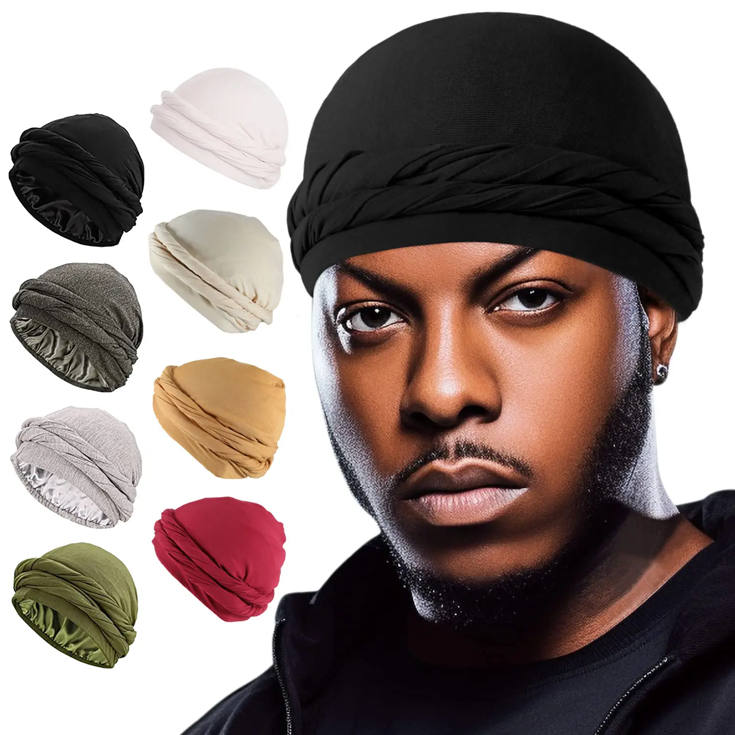 Unisex Solid Color Satin Beanie - Hip Hop Turban Hat, Casual Soft Comfortable Sleeping Bonnet for Daily Wear