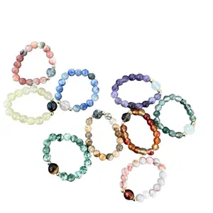 Crystal Beaded Ring - Adjustable One Size Fits Most Jewelry for Anxiety Relief Focus ADHD Support Stress & Grounding Energy for Adults