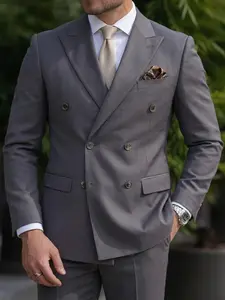 Men's Classic Double Breasted Suit for Wedding Prom & Business Occasion