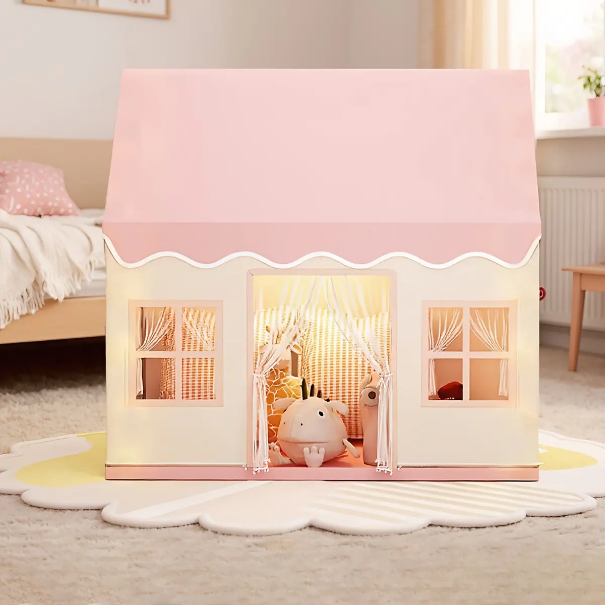 Girls' Exclusive Princess Foldable Pretend Playhouse Tent, Indoor-Outdoor Dual-Use, Portable Easy-Setup, Sturdy Reinforced Kids Play Tent, Castle Play Tent