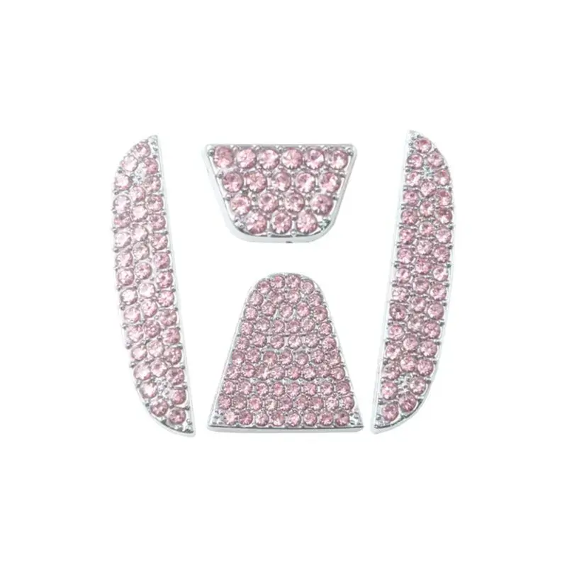 Bling Crystal Car Steering Wheel Center Emblem Sticker Decal Frame Overlay, Rhinestone Interior Accessory compatible with Honda Civic Accord CR-V HR-V Pilot
