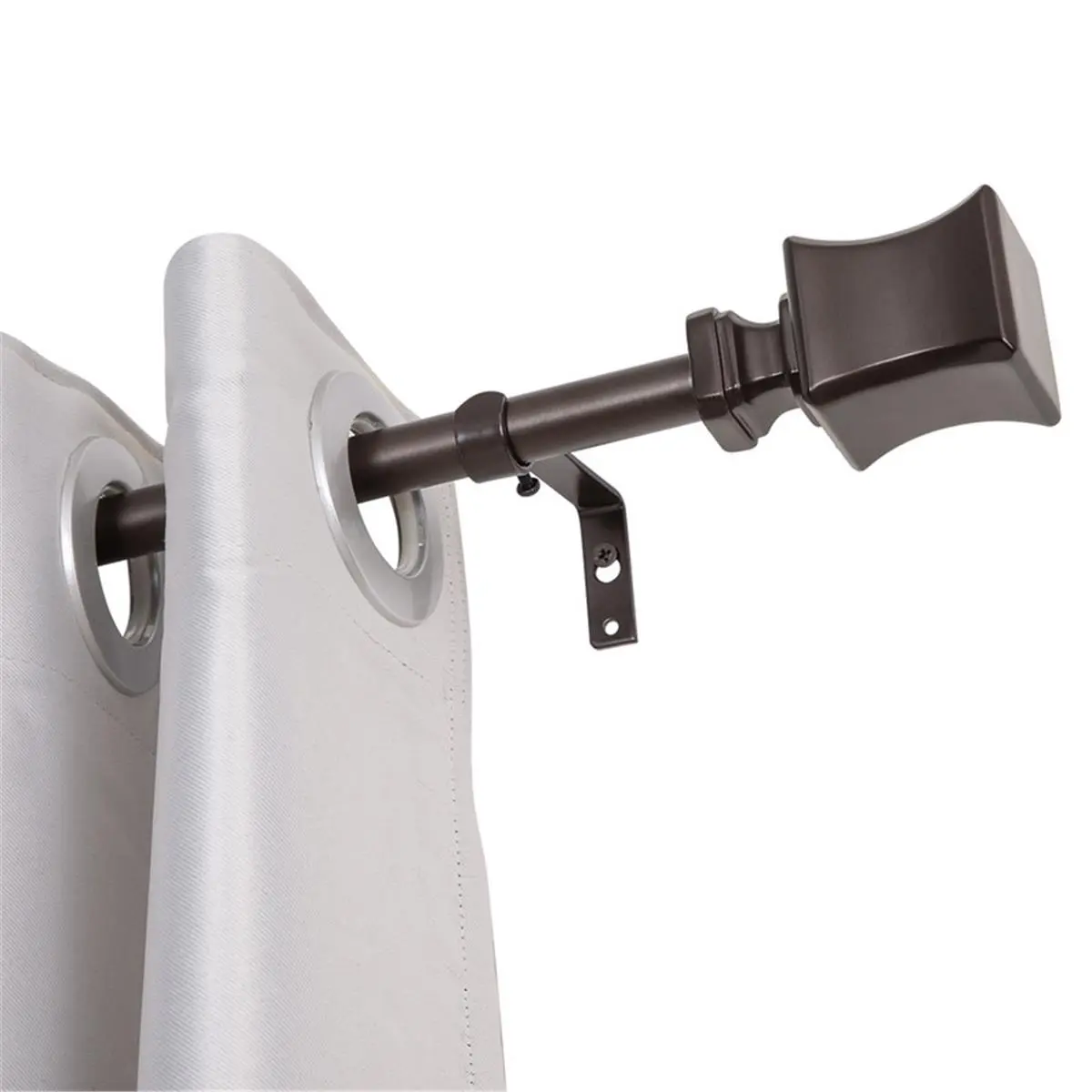 212 MAIN 3/4 Inch All-Metal Wall-Mounted Curtain Rod Complete Kit with Curtain Rod Bracket - Telescopic Adjustable Drapery Pole, Solid Finish, for 48-86 Inch Windows, Oil Rubbed Bronze, Baby Room, Bedroom, Telescopic Curtain Rod