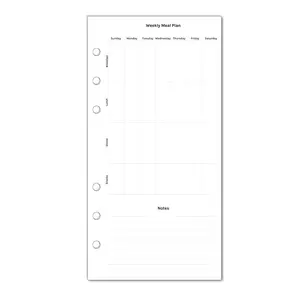 Personal Size Weekly Meal Planner fits with Kate Spade Personal Planner, Filofax Personal, Color Crush Personal Size and Other Personal Size Planner