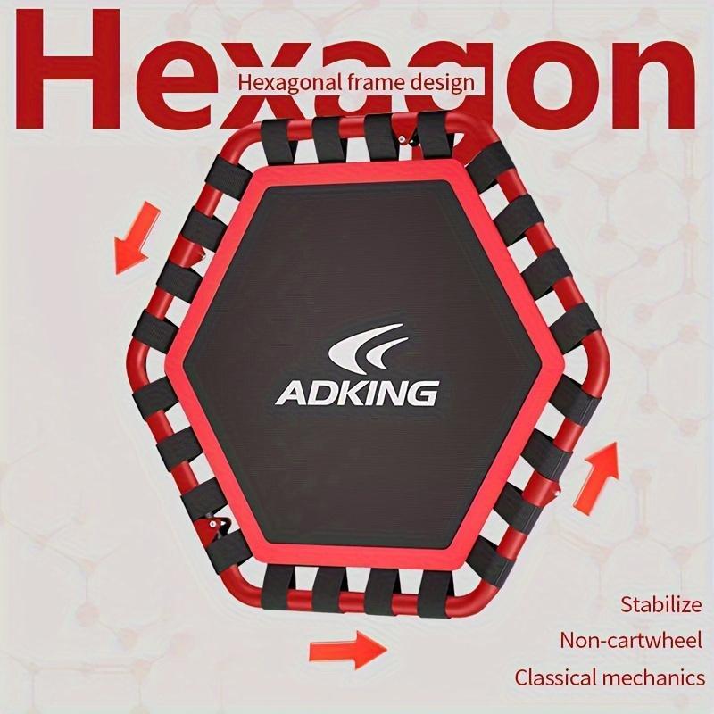 50 Inch Hexagonal Exercise Equipment Foldable Trampoline 400LB Capacity Adjustable Height for Home Gym