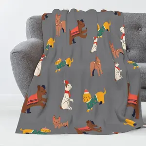 Christmas Dog Throw Blanket Ultra Xmas Dog Soft and Warm Throw Blanket for Picnic Camping Travel Fuzzy Cozy Blankets for Living Room Sofa Couch Bed 40"x50",1 count, Print on One-side with a Plain white Back