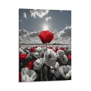 Red Poppy Flower Posters Wall Art Prints Poppies Flower Field Scenery Canvas Posters Home Wall Art Family Bedroom Office Decor Aesthetic Festival Gift