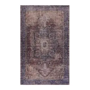 YYDS 5x8 Area Rugs for Living Room, Washable Rug, Low-Pile, Non-Slip, Non-Shedding, Foldable, Kid & Pet Friendly - Area Rugs for living room, bedroom, kitchen, dining room rug, (Burgundy, 5'x8')