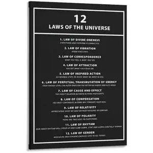 12 Laws of The Universe Poster Canvas Wall Art Poster For Room Aesthetic And Decor Pictures For Living Room Bedroom Decor