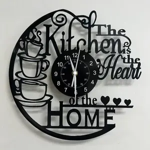 1pc Vinyl Record Wall Clock, Black Glue Record Wall Clock, Silent Clock, for Living Room Bedroom, Room Decor, Home Decor, Kitchen, Office Decor, Bar, Cafe, Coffee Shop Hanging Ornament Wall Clock Wireless