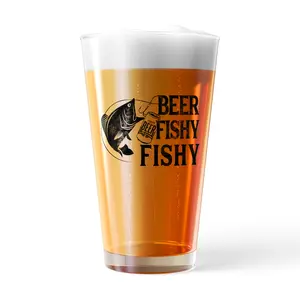 Beer Fishy Fishy Pint Glass Funny Fishing Drinking Saying Novelty Cup-16 oz Funny Drinking Glasses Fishing  Funny Sarcastic  Novelty Drinking Glasses White Standard