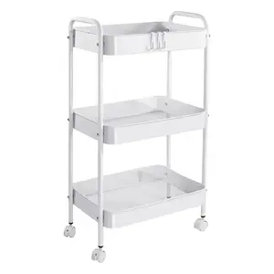 home accessories.3-Tier Rolling Utility Cart with Wheels, Space-Saving Storage Organizer for Kitchen, Bathroom, Office and Dorm, Easy Assembly