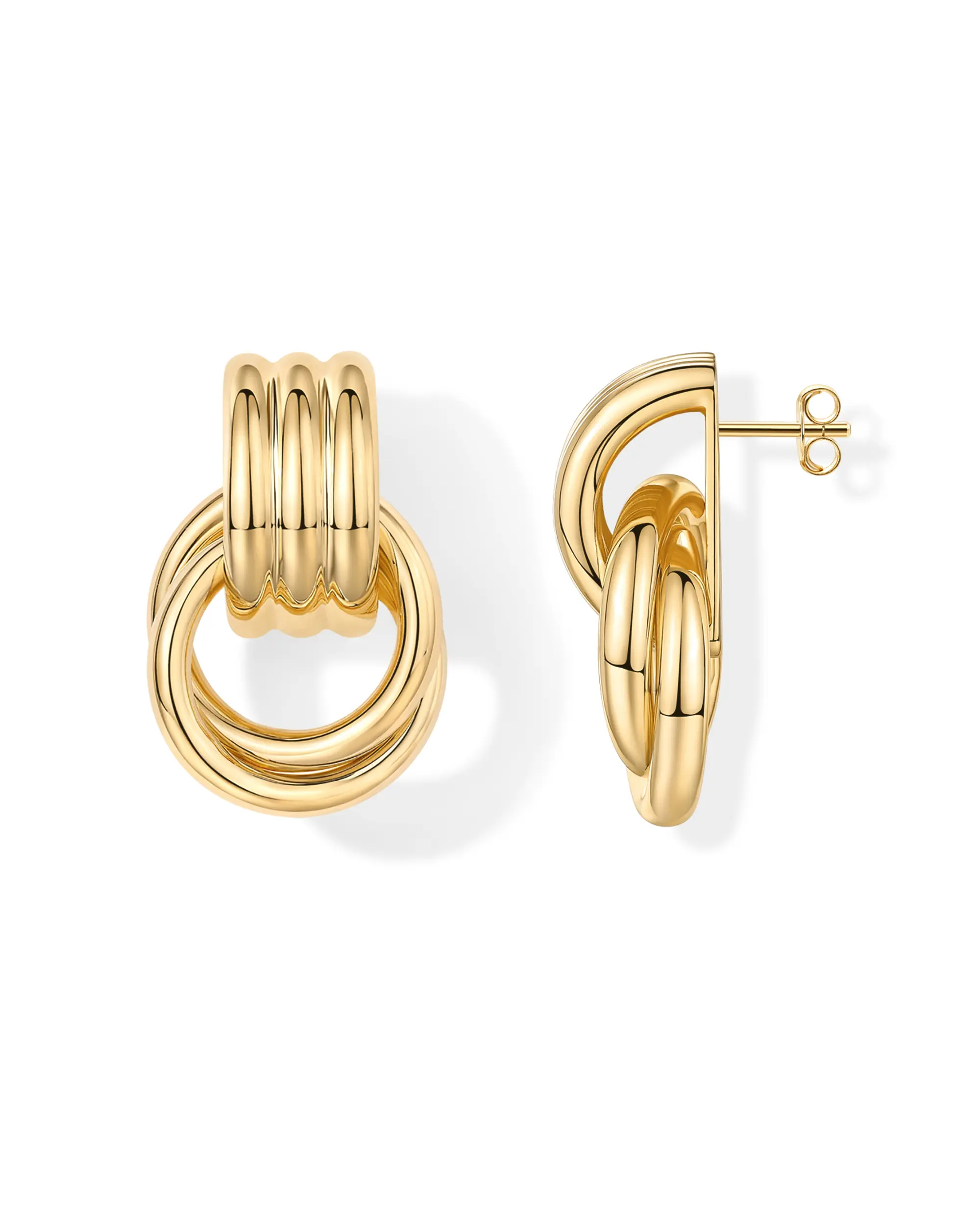 PAVOI 14K Gold Plated Women's Chunky Dangle Door Knocker Earrings PAVOI 14K Gold Plated Women's Chunky Dangle Door Knocker Earrings