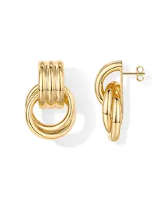 PAVOI 14K Gold Plated Women's Chunky Dangle Door Knocker Earrings