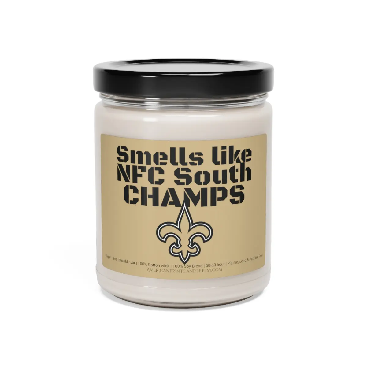 Smells like South CHAMPS New Orleans Scented Soy Candle 9oz Saints Decor Glass Glossy Jar Wick Ornaments Wick Ornaments Freshener Decoration Perfume Aroma