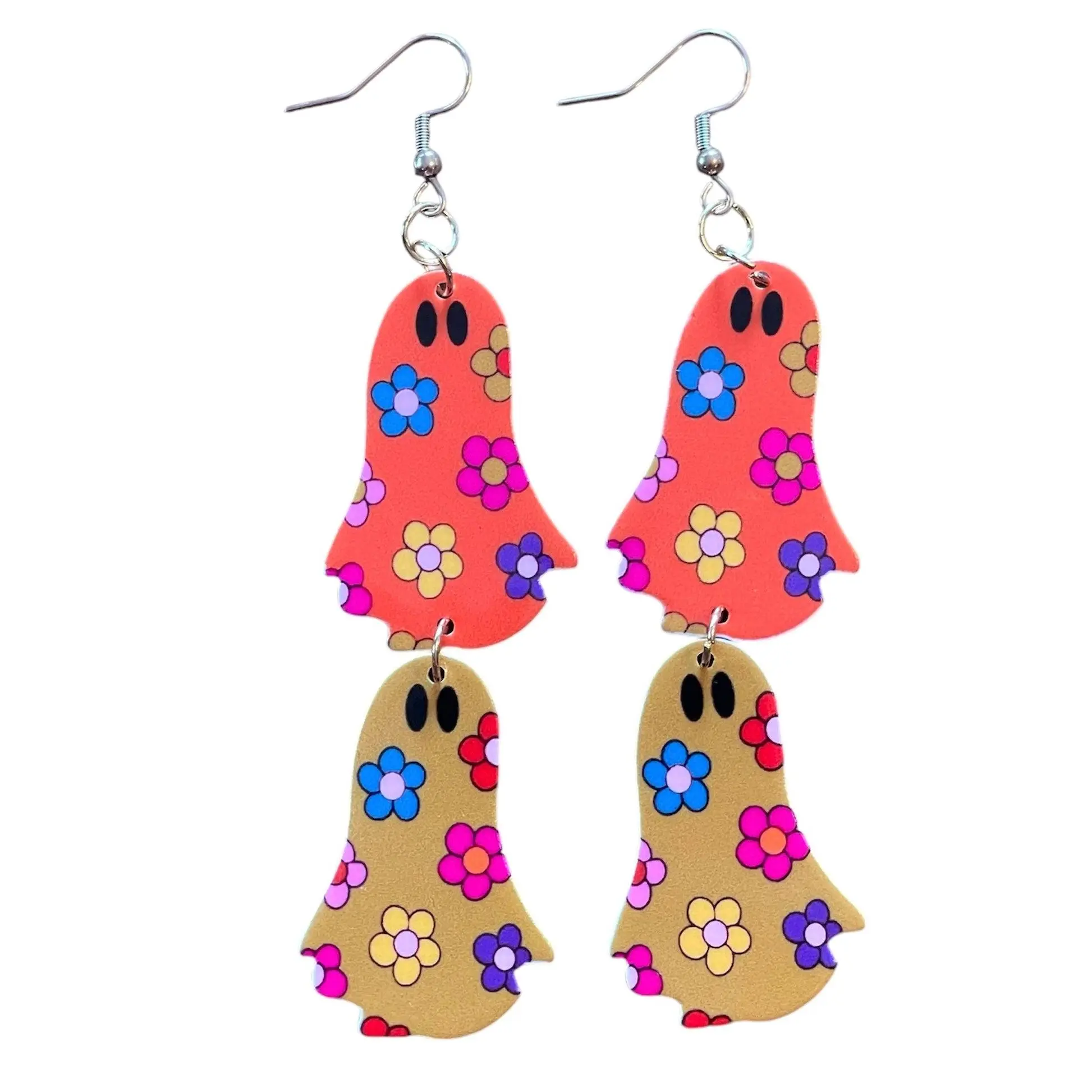 60s Flower Power Sheet Ghost Earrings