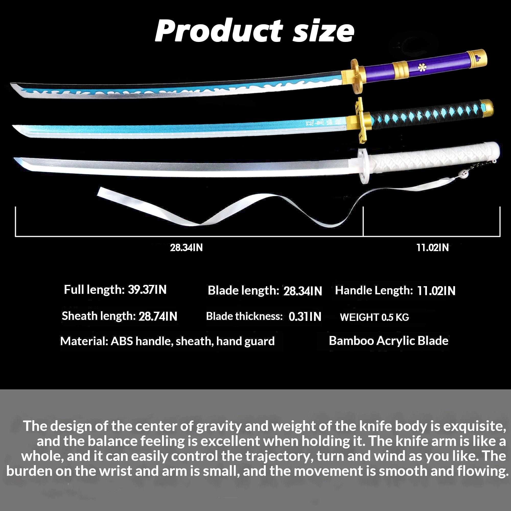 Bleach Cosplay Prop: Rukia's Sode no Shirayuki. Includes scabbard, USB rechargeable LED lights, wooden blade with smoke vents, providing both light and smoke special effects.