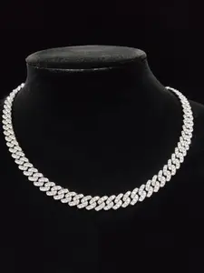 Hip Hop Street Trend Rhinestone Chunky Chain Necklace, Unisex Punk Style Exquisite Cuban Necklace, Fashionable Jewelry As Birthday Gift for Friend